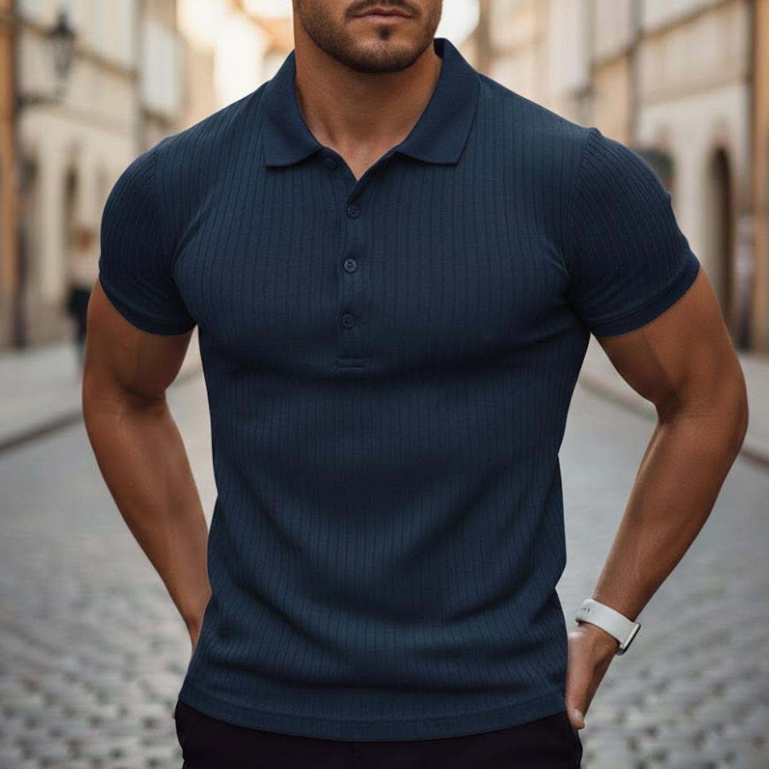 Mens Polo Shirt Short Sleeve Knit Slim Fit Polyester