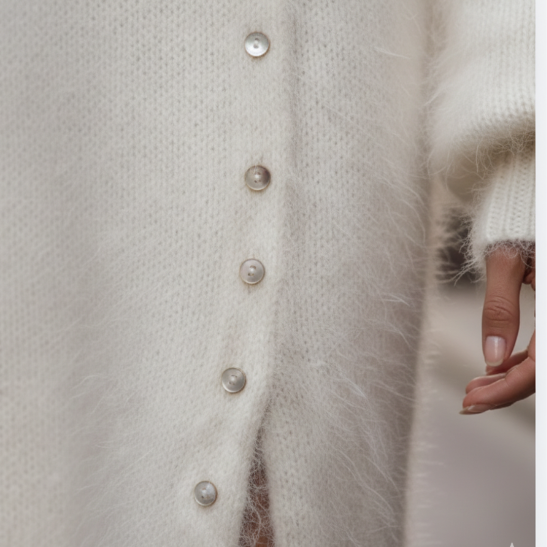 Womens Midi Knit Dress Faux Rabbit Fur V Neck Side Slit