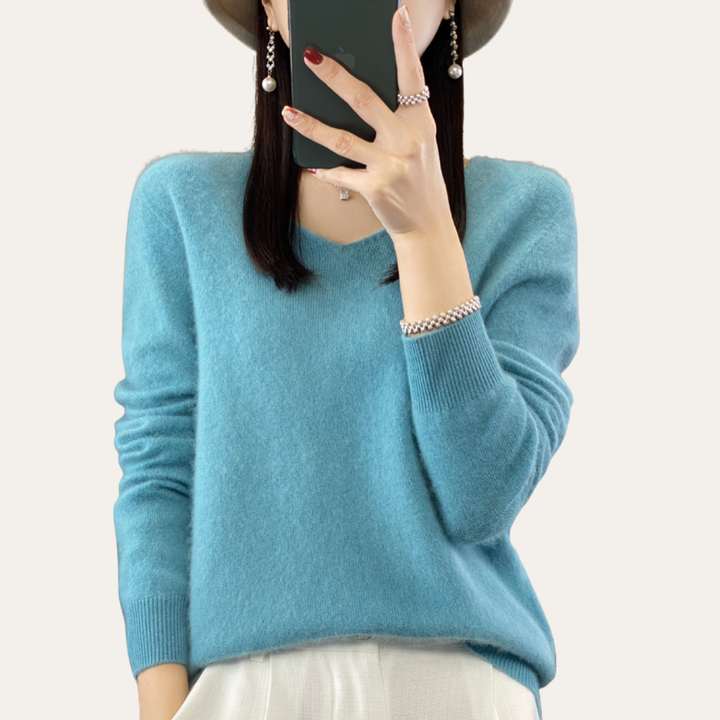 Damen Kaschmir V-Ausschnitt Pullover | Vestea