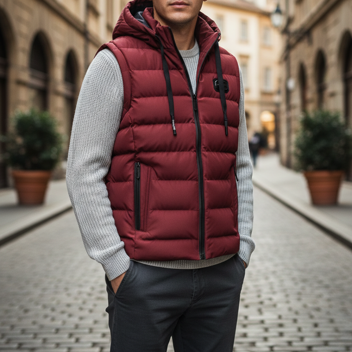 Steppweste für Herren mit Kapuze wattierte Winterjacke für draußen | Vestea