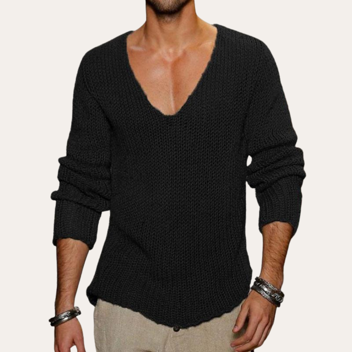 Herren Strickpullover mit tiefem V-Ausschnitt | Vestea