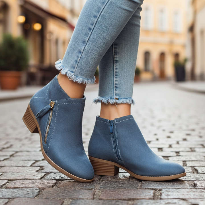 Orthopädische Damen Stiefeletten mit Absatz Kurzschaft Schuhe | Vestea