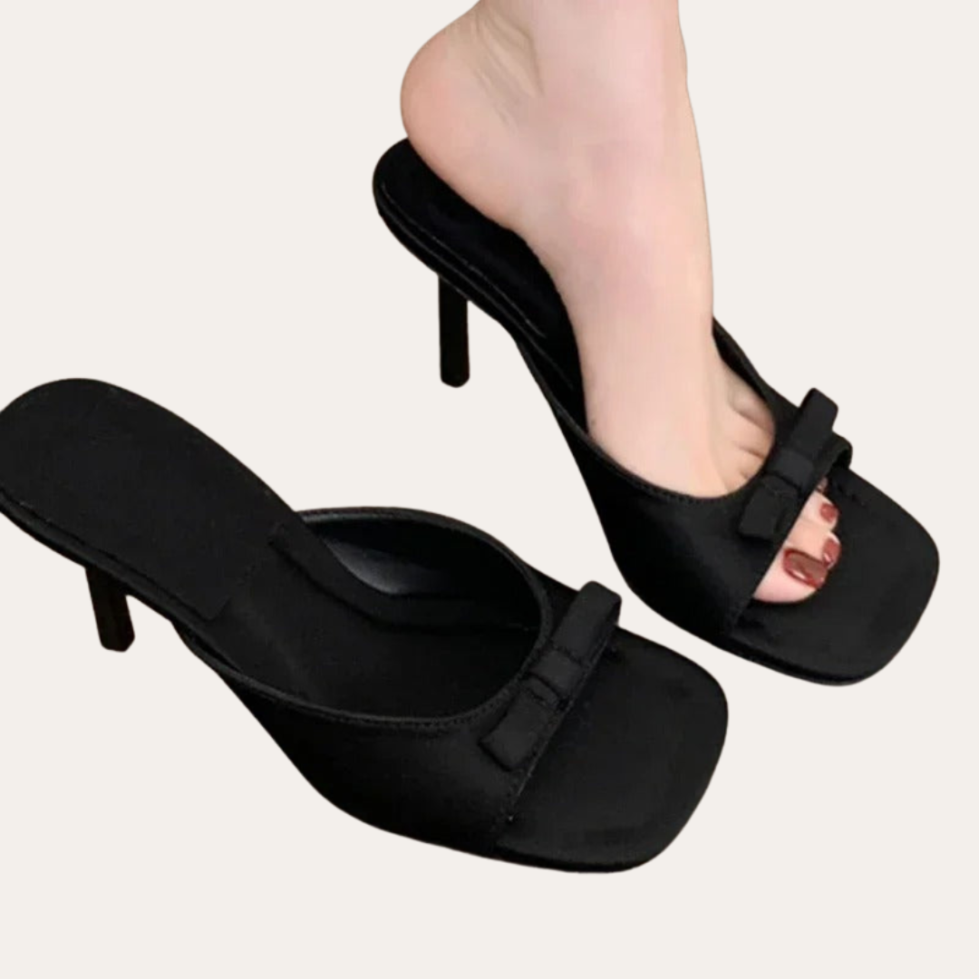 Damen Slingback Sandalen mit Absatz und Schleife | Vestea