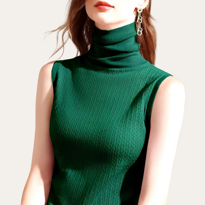 Damen Rollkragen Top Ärmellos Elegant | Vestea