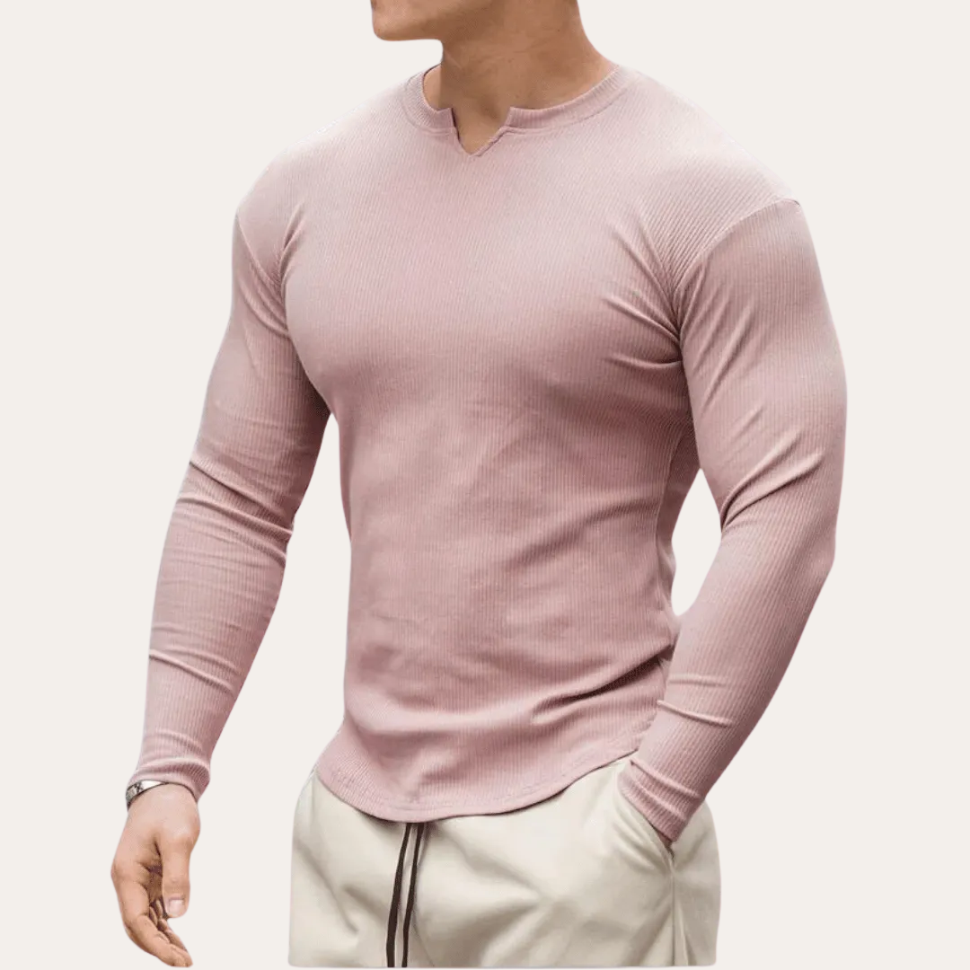 Herren Langarmshirt Slim Fit Rundhals Freizeitmode | Vestea