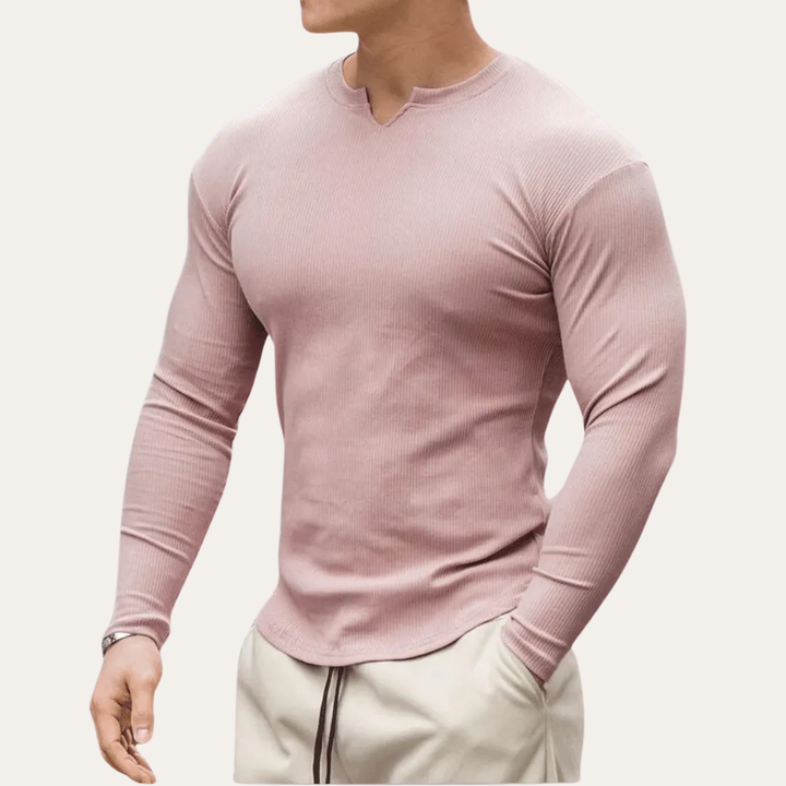 Herren Langarmshirt Slim Fit Rundhals Freizeitmode | Vestea