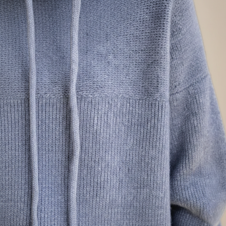 Sudadera con capucha de punto, con cordón, acanalada, de gran tamaño para mujer