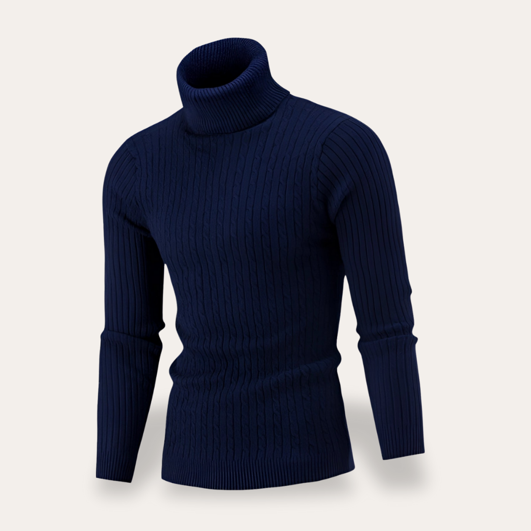 Herren Rollkragenpullover Strick Langarm Slim Fit | Vestea