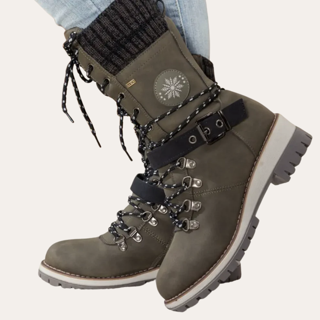 Damen Winterstiefel gefüttert wasserdicht orthopädisch Lederoptik | Vestea