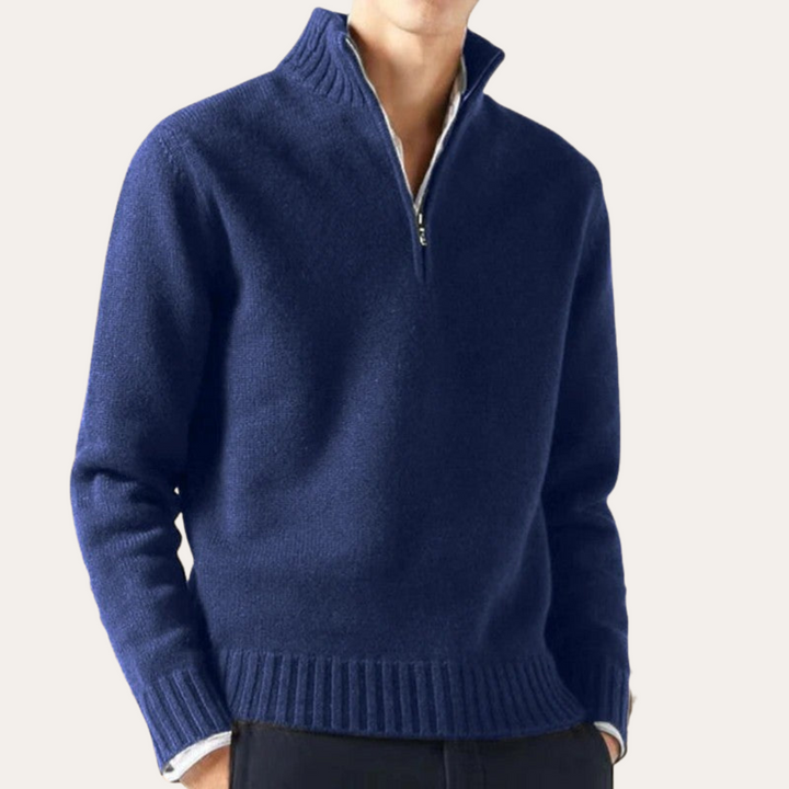 Herren Pullover mit Reißverschluss und Rippenbündchen | Vestea