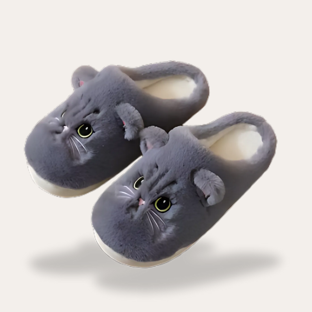 Orthopädische Damen Plüsch Katzen Hausschuhe | Vestea