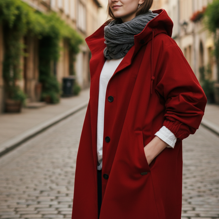 Damen Übergangsmantel mit Kapuze Langmantel Streetwear | Vestea