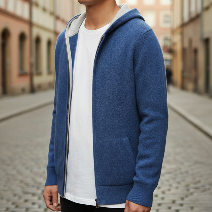 Men's knitted zip-up hoodie solid color | Vestea