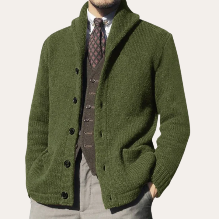 Herren Strickjacke Button-Cardigan Wollmix | Vestea