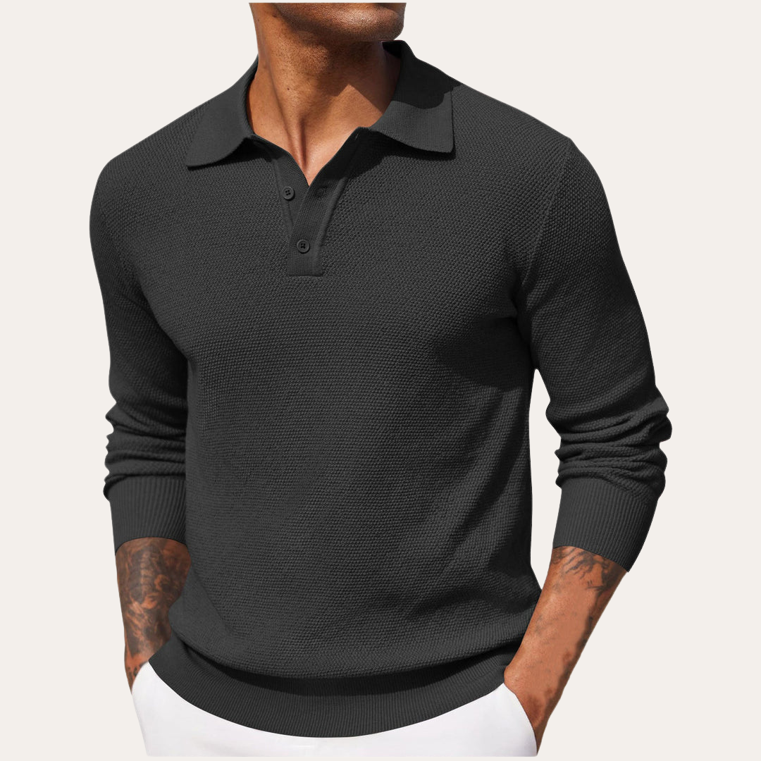 Herren Langarm Poloshirt Strickpullover Freizeitmode | Vestea