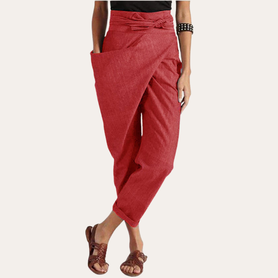 Tropische Wickelhose Damen Leinen Baumwolle | Vestea
