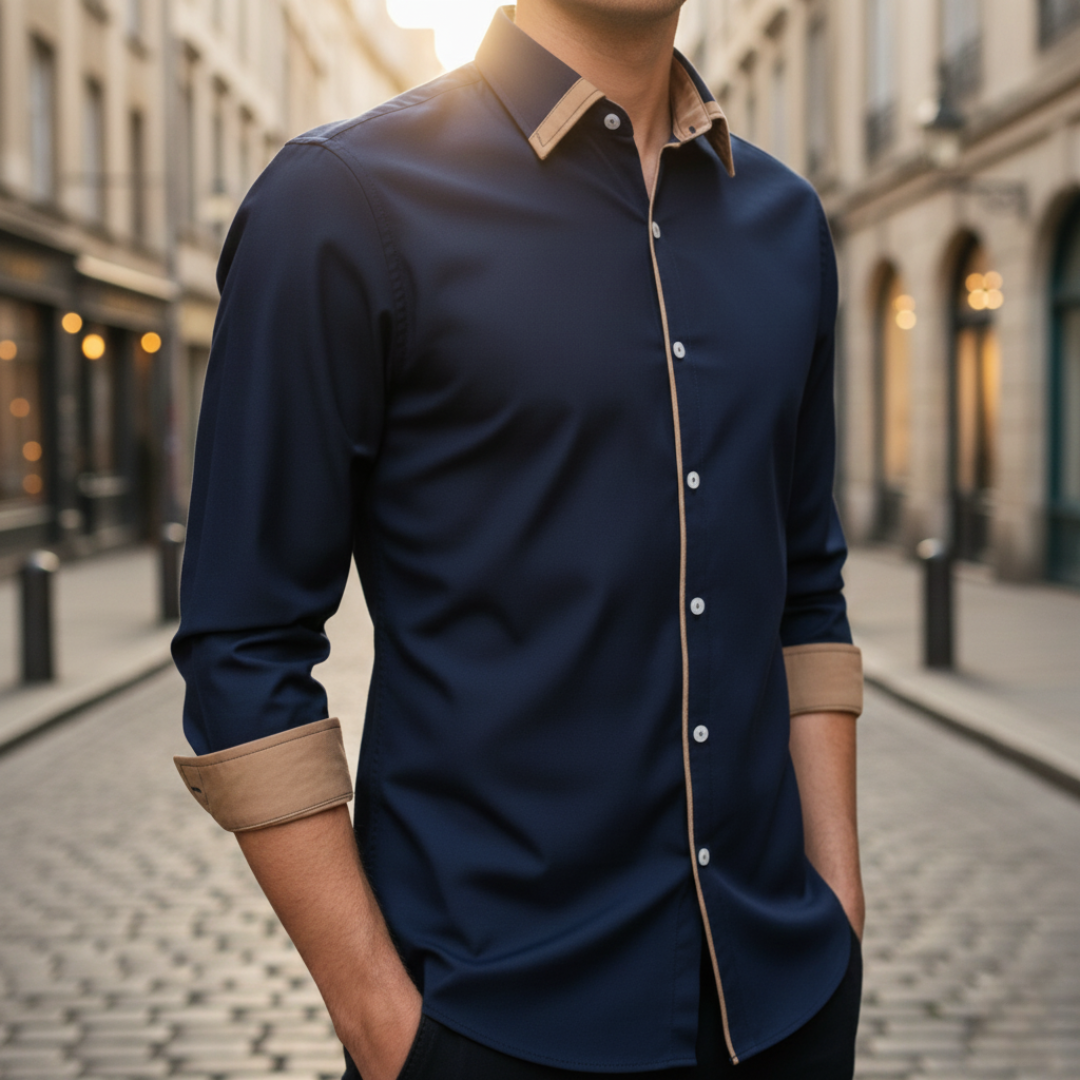 Men's Slim-Fit Short-Sleeve Shirt Polyester | Vestea