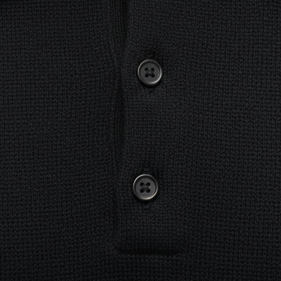 Camiseta de punto para hombre con cuello tipo polo y manga larga