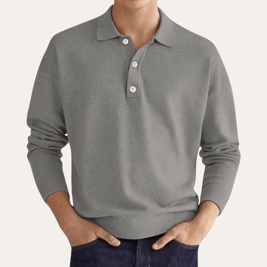 Herren Langarm Poloshirt Freizeit Klassisch | Vestea
