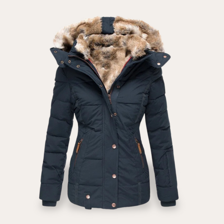 Winterjacke Damen mit Kapuze und Kunstfell | Vestea