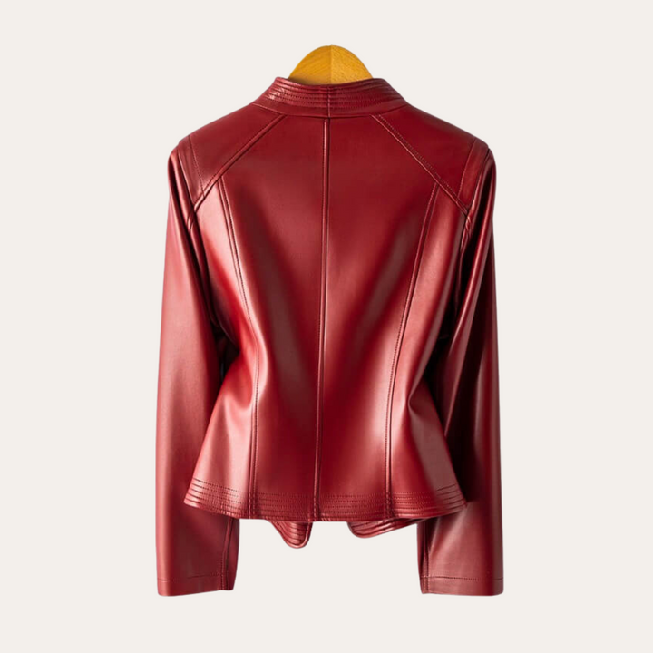 Damen Lederjacke mit Reißverschluss und Kragen | Vestea