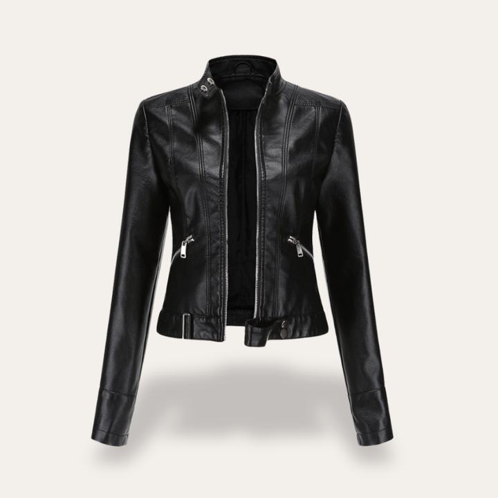 Damen Kunstlederjacke Biker Reißverschluss Kurzjacke | Vestea