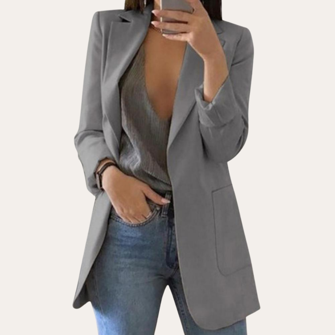 Damen Leinenmix Blazer Langarm Modern | Vestea
