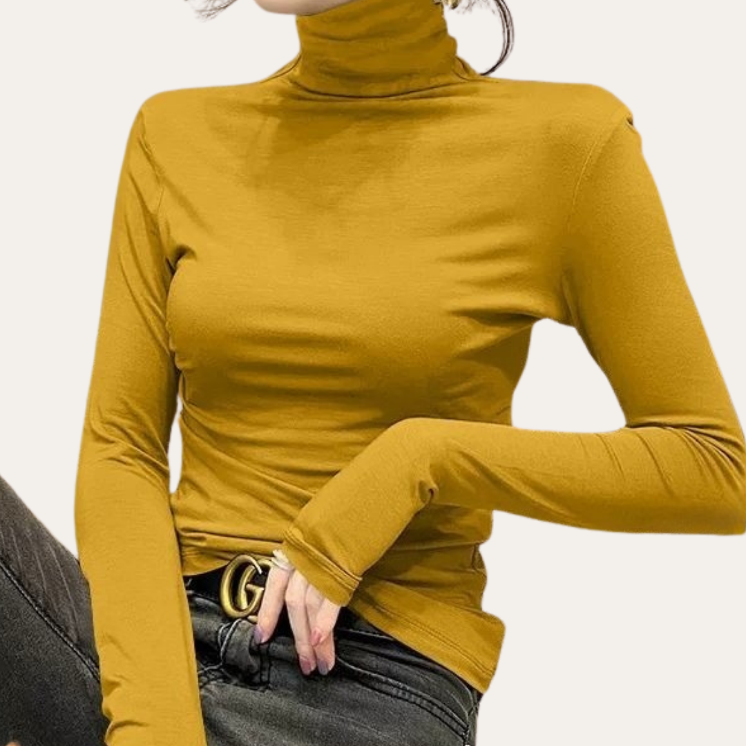 Damen Rollkragen Langarmshirt Slim Fit | Vestea