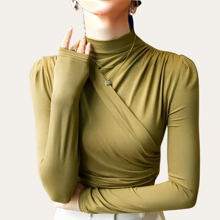 Damen Langarmshirt mit Stehkragen | Vestea