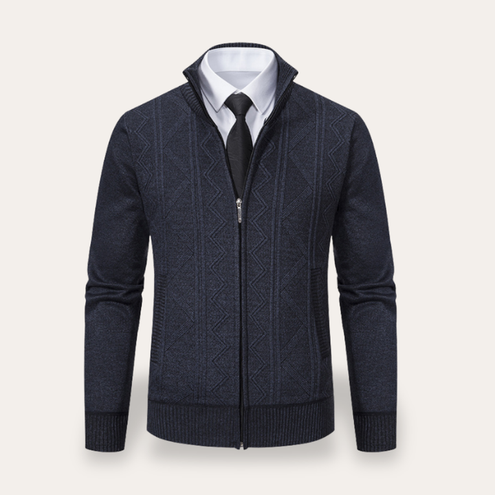 Herren Strickjacke mit Reißverschluss und Stehkragen | Vestea