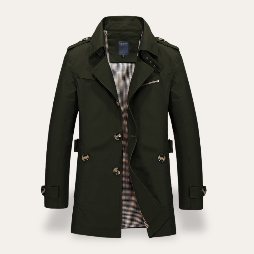 Herren Trenchcoat Mantel Baumwollmix Lang | Vestea