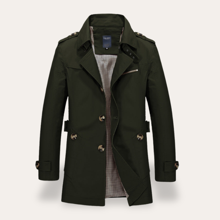 Herren Trenchcoat Mantel Baumwollmix Lang | Vestea