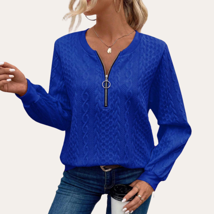 Damen Strickpullover mit Reißverschluss Kragen | Vestea