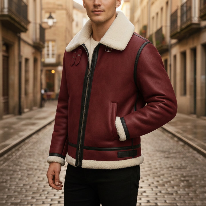 Herren Fliegerjacke Winterjacke Lammfell-Optik Textil | Vestea