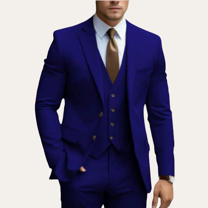 Herren Slim Fit Business Anzug Dreiteilig Wolle | Vestea