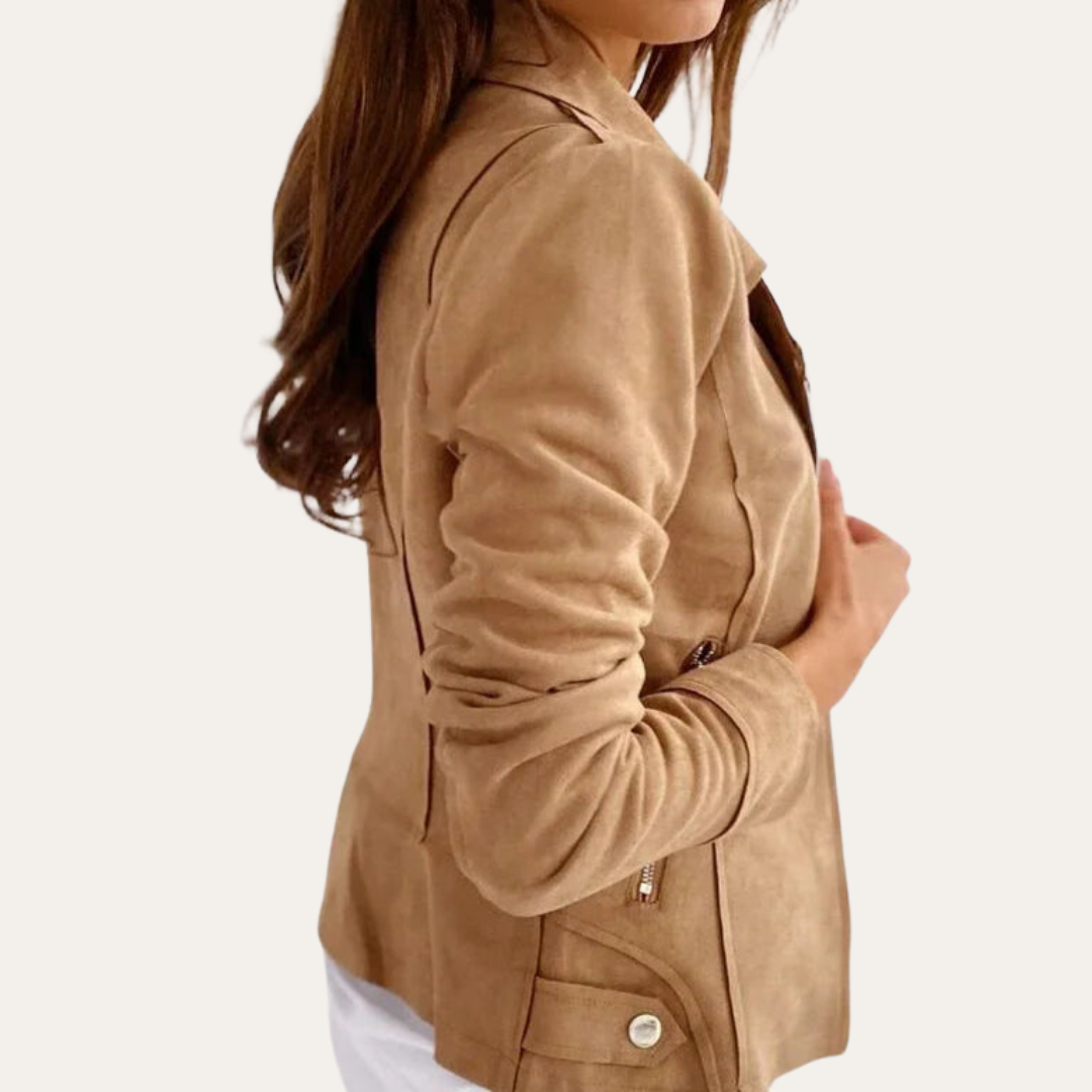 Damen Bikerjacke aus Wildlederimitat mit Reißverschluss | Vestea