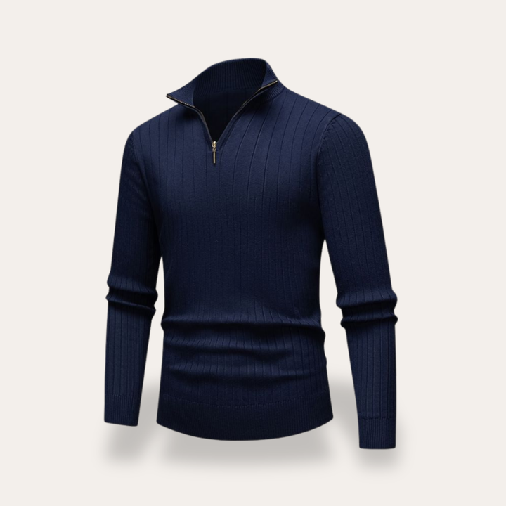 Herren Strickpullover mit Reißverschluss Stehkragen | Vestea
