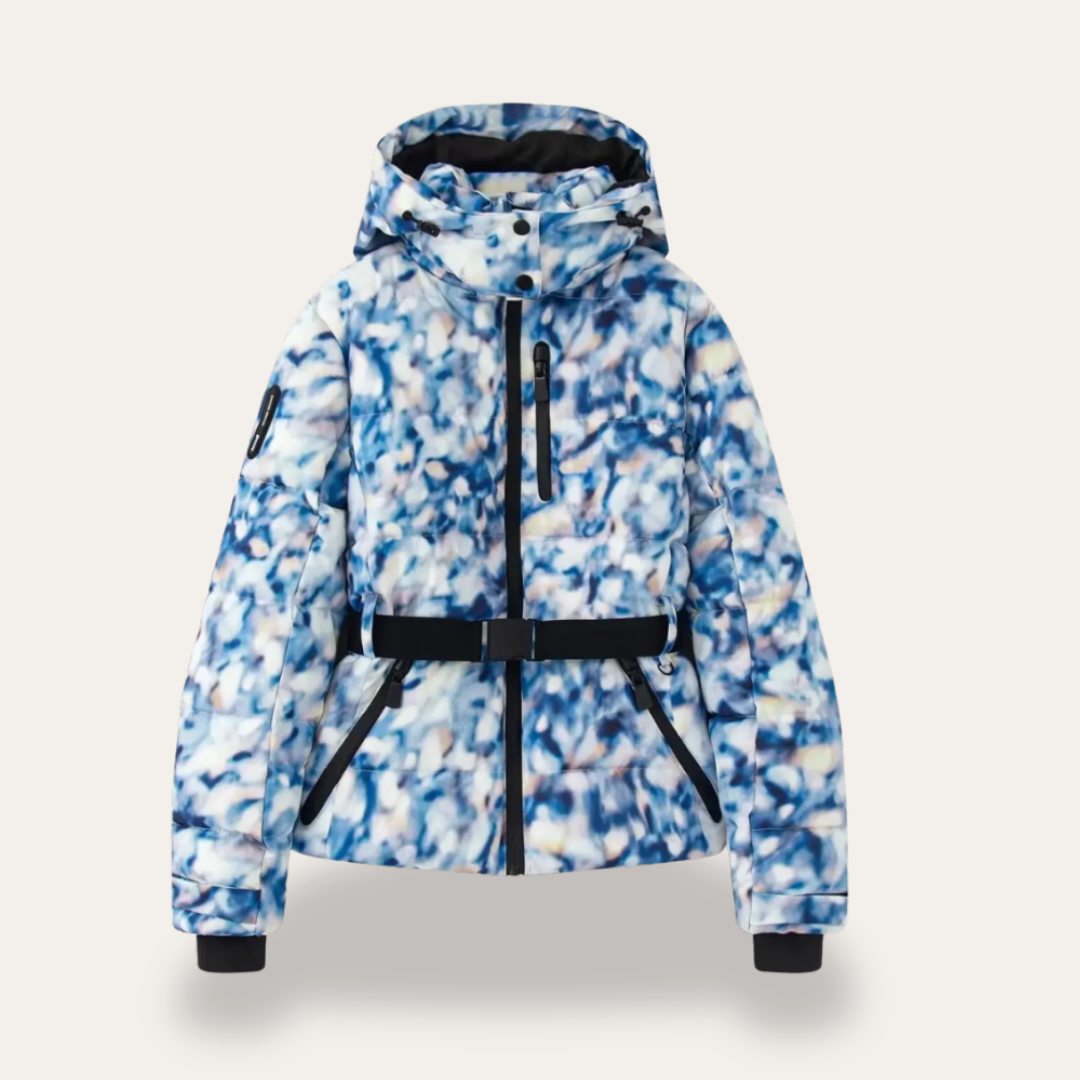 Damen Steppjacke Taillengürtel Reißverschluss Kapuze Winterjacke | Vestea