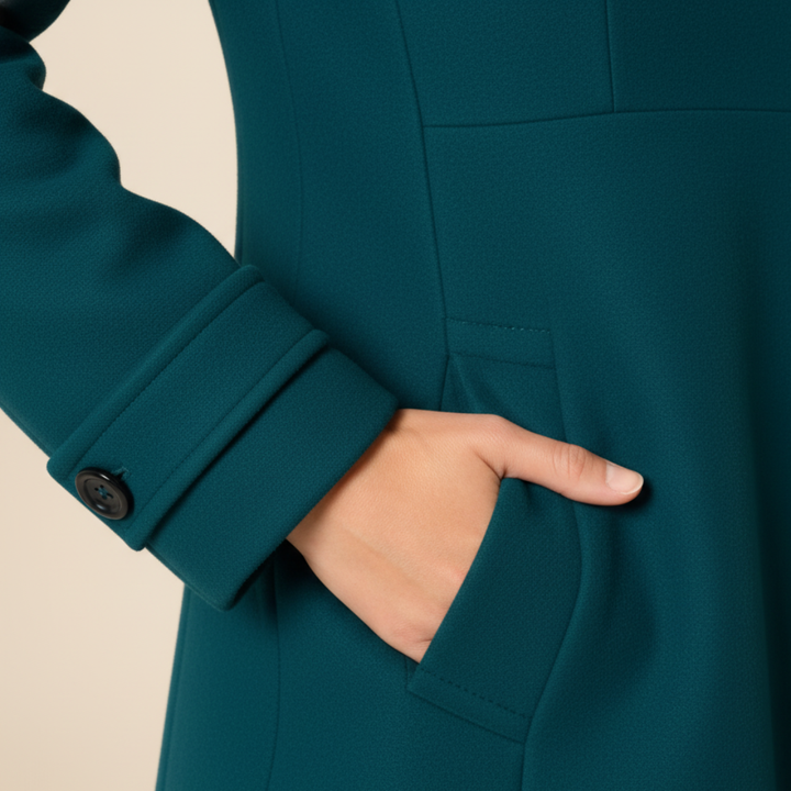 Damen Wintermantel Materialmix Kapuze Knöpfe | Vestea