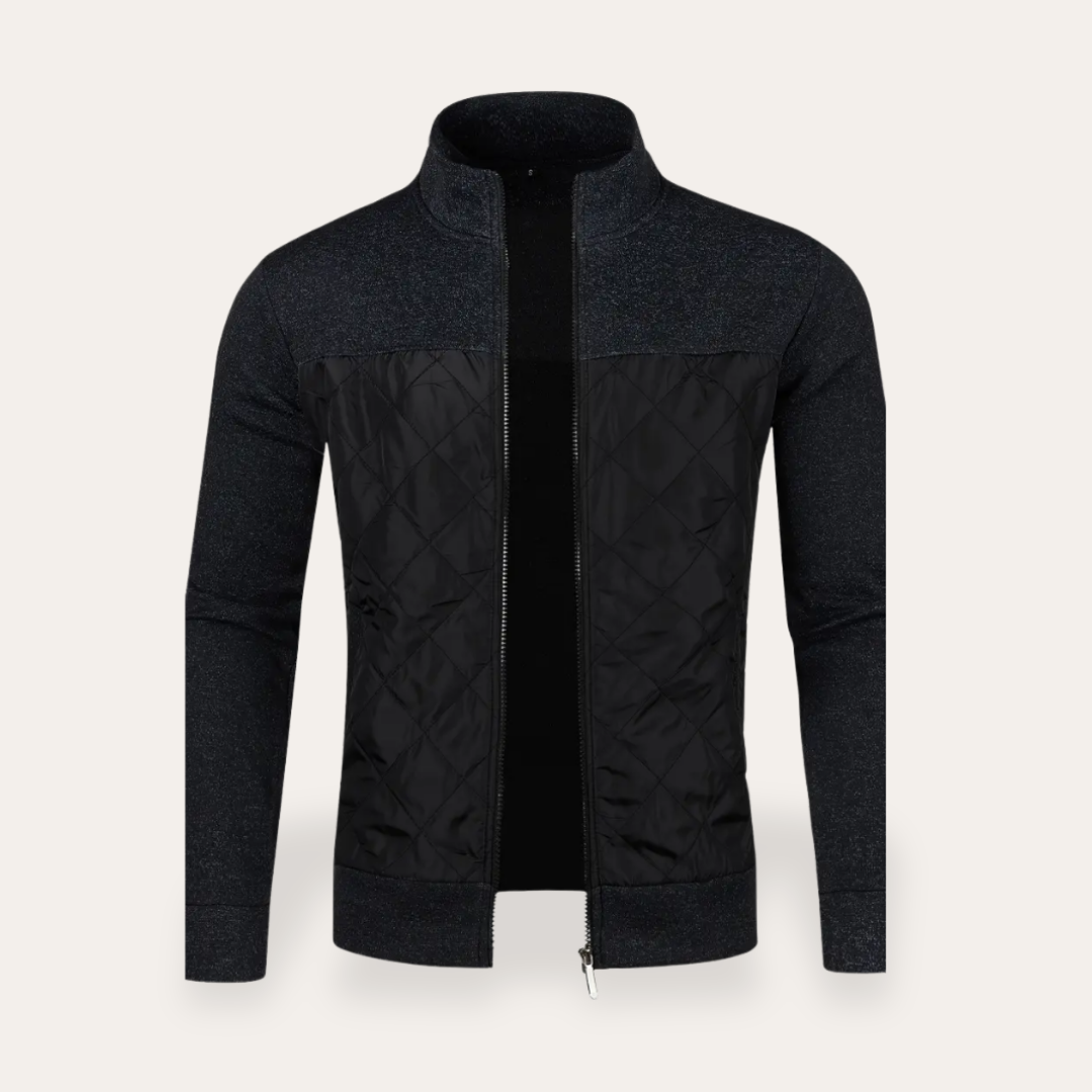 Herren Strickjacke Materialmix Stehkragen Winter | Vestea