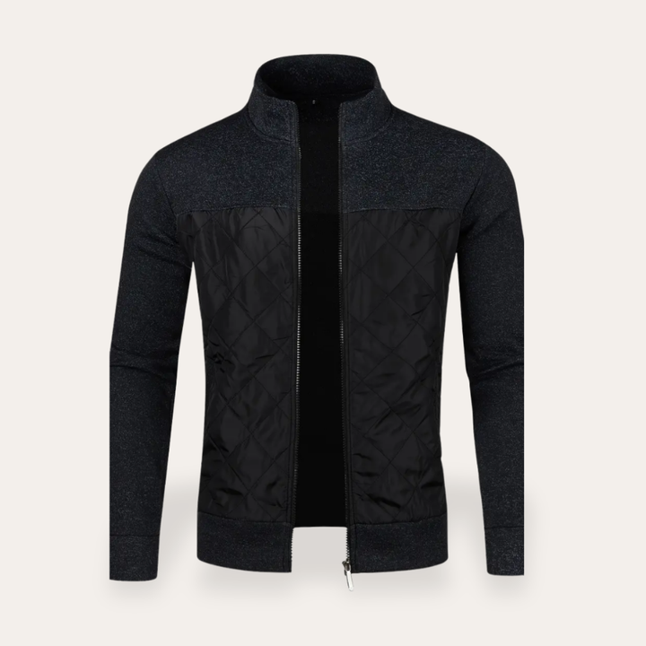 Herren Strickjacke Materialmix Stehkragen Winter | Vestea