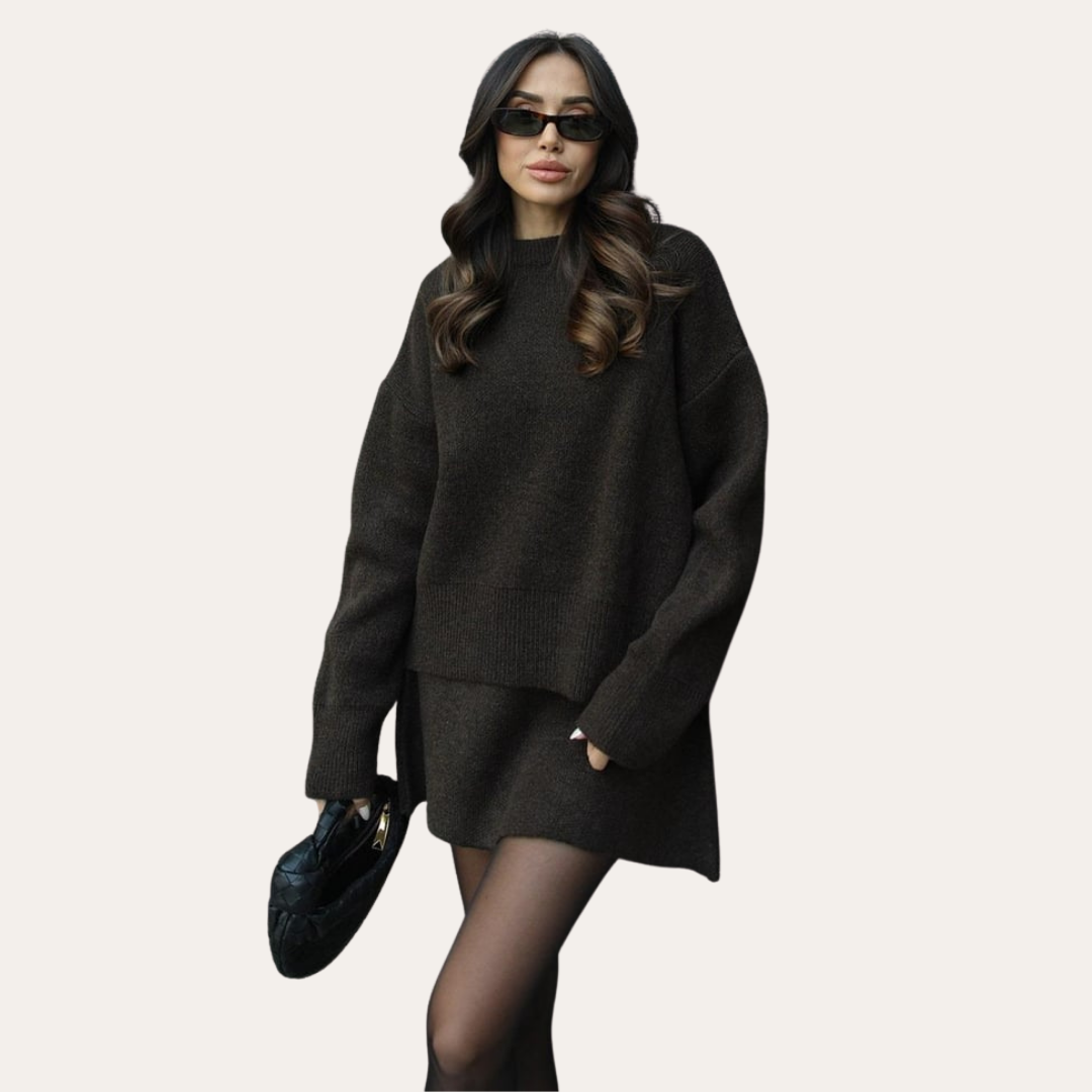 Damen Strick Pullover Rock Set Zweiteiler Winter Outfit Viskose | Vestea