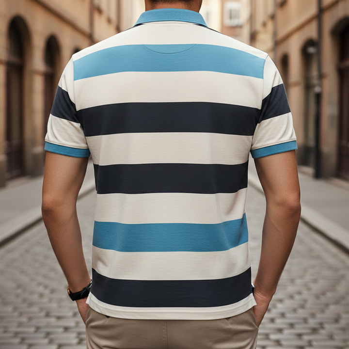 Camiseta de hombre con rayas y mangas cortas tipo polo