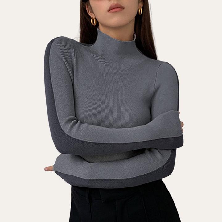 Damen Rollkragenpullover Langarm Strickfigurbetont | Vestea