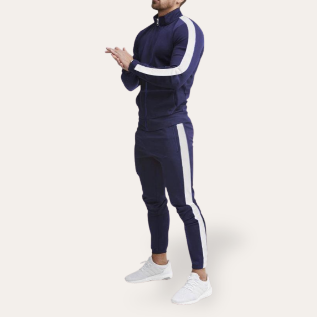 Herren Trainingsanzug mit Reißverschluss Streifen Sport Set | Vestea