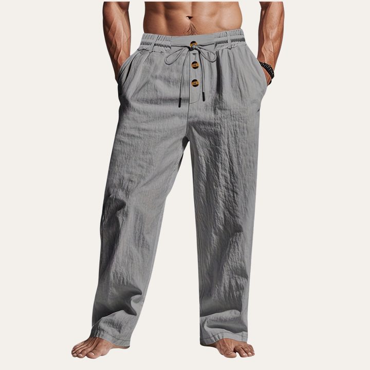 Herren Leinenhose mit Knöpfen, Atmungsaktive Sommerhose  | Vestea