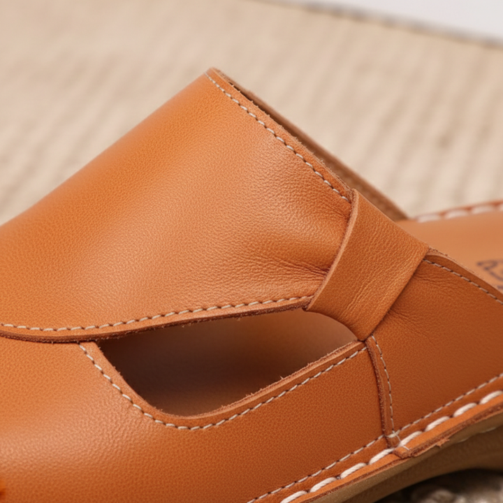 Sandalias ortopédicas de cuero vegetal sin cordones con cuña para mujer verano