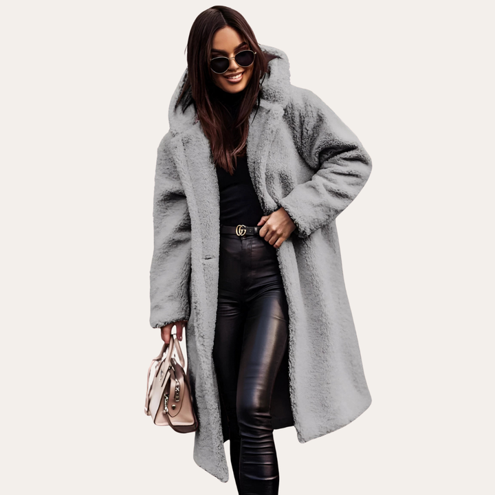 Damen Teddy Mantel mit Kapuze | Vestea