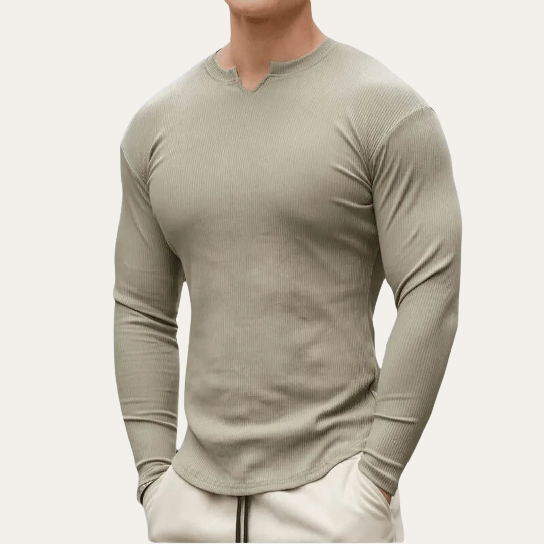 Herren Langarmshirt Slim Fit Rundhals | Vestea