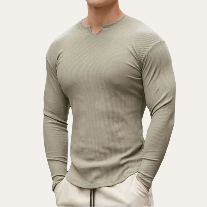 Herren Langarmshirt Slim Fit Rundhals | Vestea